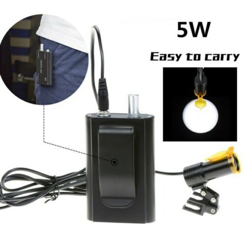 Veterinary 5W LED Head Light + Filter & Belt Clip for Binocular Loupes Black
