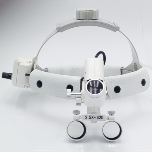 Dental Surgical Medical 2.5X420mm Headband Loupe with LED Headlight DY-105 White