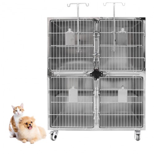 Veterinary Stainless Steel Cage Animal Hospital Infusion Cage Veterinary icu Chamber  - 4 Units