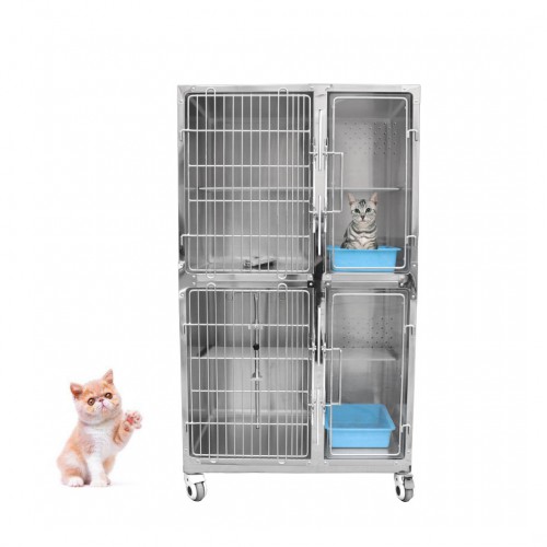 Veterinary Stainless Steel Pet Cage Mobile Dog Cat Cage WTC-02 - 4 Units