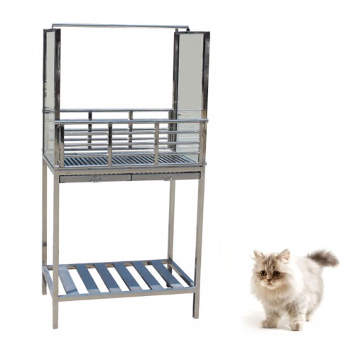Veterinary Stainless Steel Movable Infusion Table WT-37 With Glass Baffle