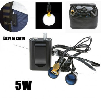 Veterinary 5W LED Head Light w/ Filter & Belt Clip + 3.5X Binocular Loupes Black