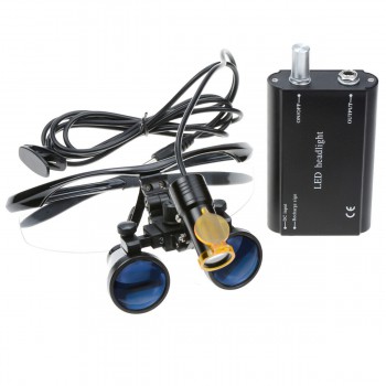 Veterinary 5W LED Head Light w/ Filter & Belt Clip + 3.5X Binocular Loupes Black