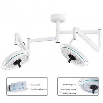 KWS KD-2072B-2 216W Veterinary Two Headed Ceiling LED Surgical Exam Light Shadowless Lamp