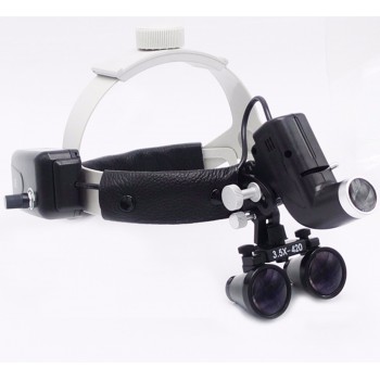 Veterinary LED Surgical Headlight + 3.5X420mm Leather Headband Loupe DY-106