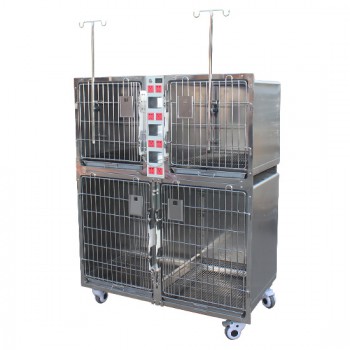 Veterinary Cage Banks Stainless Steel Animal Hospitalization Cage Veterinary Oxygen Cage- 4 Units