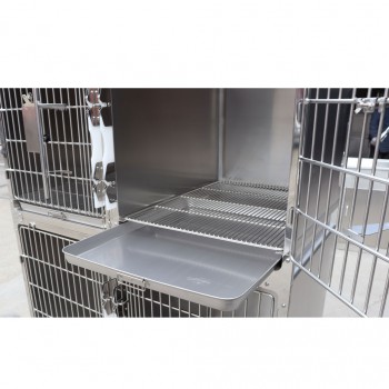 Veterinary Stainless Steel Animal Hospitalization Cage Pet Infusion Chamber - 4 Units