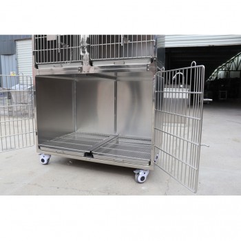 Veterinary Stainless Steel Animal Hospitalization Cage Pet Infusion Chamber - 4 Units