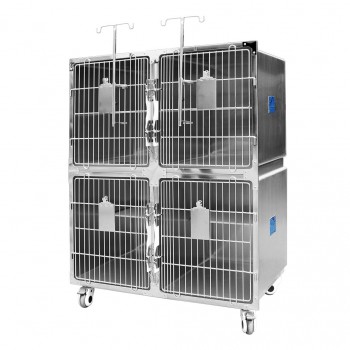 Veterinary Stainless Steel Cage Animal Hospital Infusion Cage Veterinary icu Chamber  - 4 Units