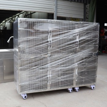 Veterinary Stainless Steel Cage Animal Hospital Infusion Cage Veterinary icu Chamber  - 4 Units
