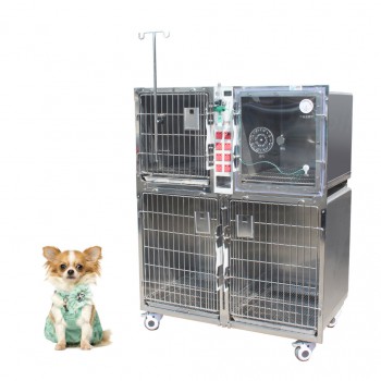 Veterinary Hospital Stainless Steel Oxygen Chamber Cage Animal Hospitalization C...