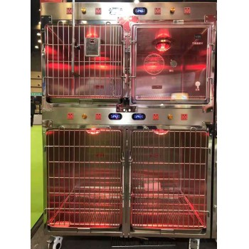 Vet Pet Cages Stainless Steel Animal Pet Cages C-07 with Inpatient Oxygen Cage + Warm Light