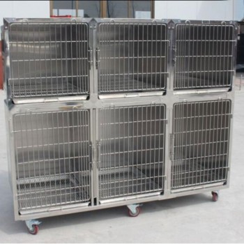 Veterinary Stainless Steel Mobile Animal Dog Cage Grooming Cage Banks - 12 Units