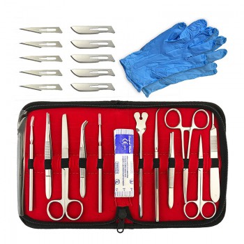 22Pcs Vet Scalpel Tool Stainless Steel Dissection Scissors Anatomical Tweezers N...