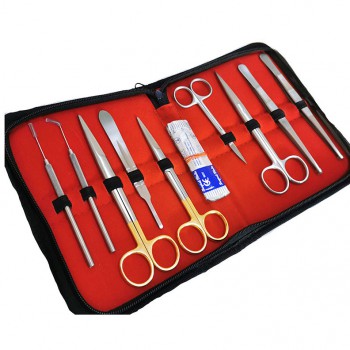 9Pcs Scalpel Tool Kit Veterinary Dissection Scissors Anatomical Needle Probe Set