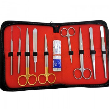 9Pcs Scalpel Tool Kit Veterinary Dissection Scissors Anatomical Needle Probe Set