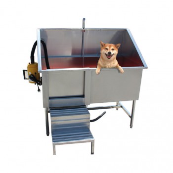 Stainless Steel Dog Cat Pet Pedal Bath Sink WT-12 With Hair Drier Machine And Sliding-door