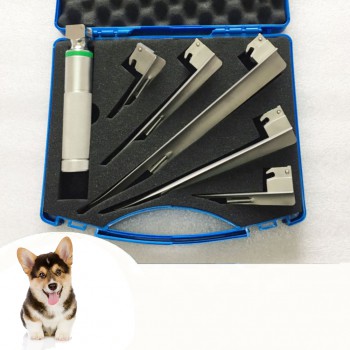 Veterinary Fiber Optic Animal Layrngoscope Portable Anesthesia Universal Laryngoscopes 5 Leaves