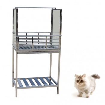 Veterinary Stainless Steel Movable Infusion Table WT-37 With Glass Baffle