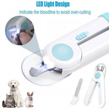 LED Pet Nail Clippers Trimmer Tool Pet Care Grinders for Cat Dog w/ Nail File