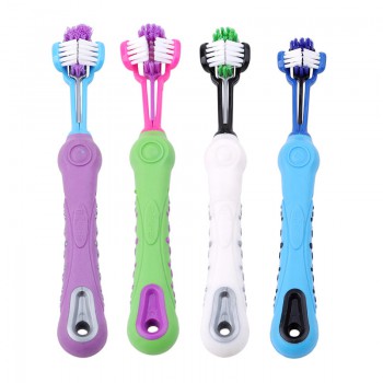 Three Sided Pet Toothbrush Dog Brush Addition Bad Breath Tartar Teeth Care Dog C...