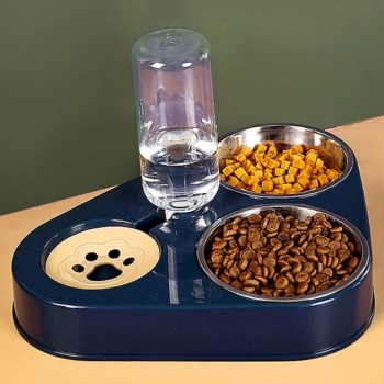 500ML Automatic Pet Bowl Feeder Dog Cat Food Bowl With Water Fountain