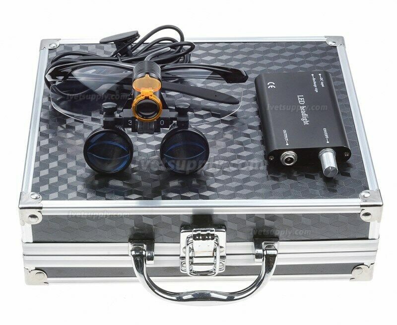 Veterinary 3.5X Binocular Loupes + 5W LED Head Light w/ Filter + Aluminum Box Black Veterinary 3.5X Binocular Loupes + 5W LED Head Light w/ Filter + Aluminum Box Black