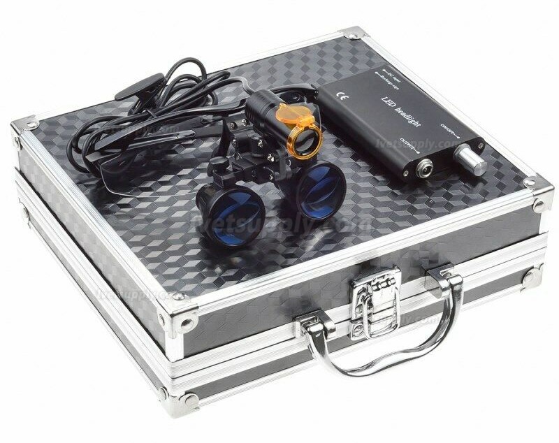 Veterinary 3.5X Binocular Loupes + 5W LED Head Light w/ Filter + Aluminum Box Black Veterinary 3.5X Binocular Loupes + 5W LED Head Light w/ Filter + Aluminum Box Black