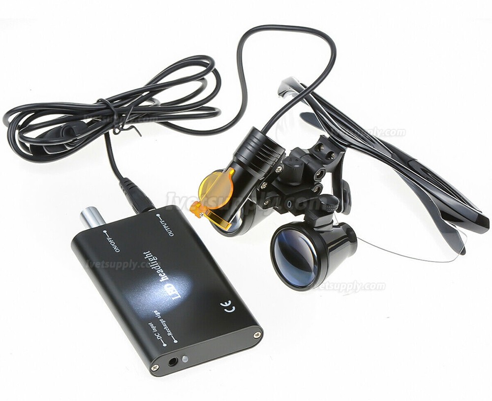 Veterinary 3.5X Binocular Loupes + 5W LED Head Light w/ Filter + Aluminum Box Black Veterinary 3.5X Binocular Loupes + 5W LED Head Light w/ Filter + Aluminum Box Black
