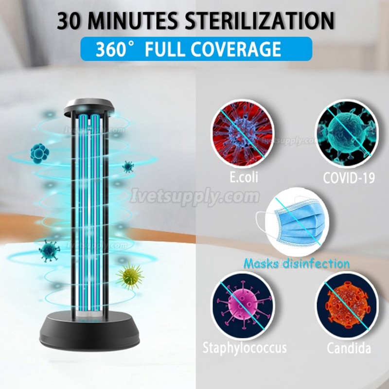 38W Ultraviolet + Ozone Germicidal Lamp Portable UV-C Disinfection Light Sanitizer