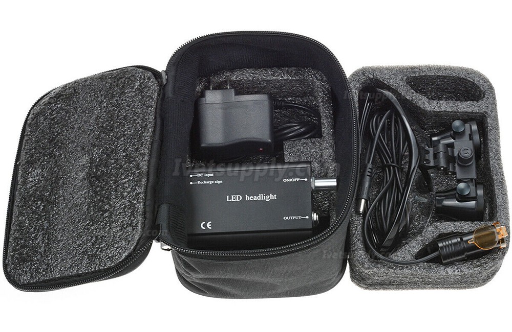 Veterinary 5W LED Head Light w/ Filter & Belt Clip + 3.5X Binocular Loupes Black Veterinary 5W LED Head Light w/ Filter & Belt Clip + 3.5X Binocular Loupes Black
