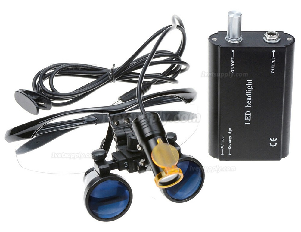 Veterinary 5W LED Head Light w/ Filter & Belt Clip + 3.5X Binocular Loupes Black Veterinary 5W LED Head Light w/ Filter & Belt Clip + 3.5X Binocular Loupes Black