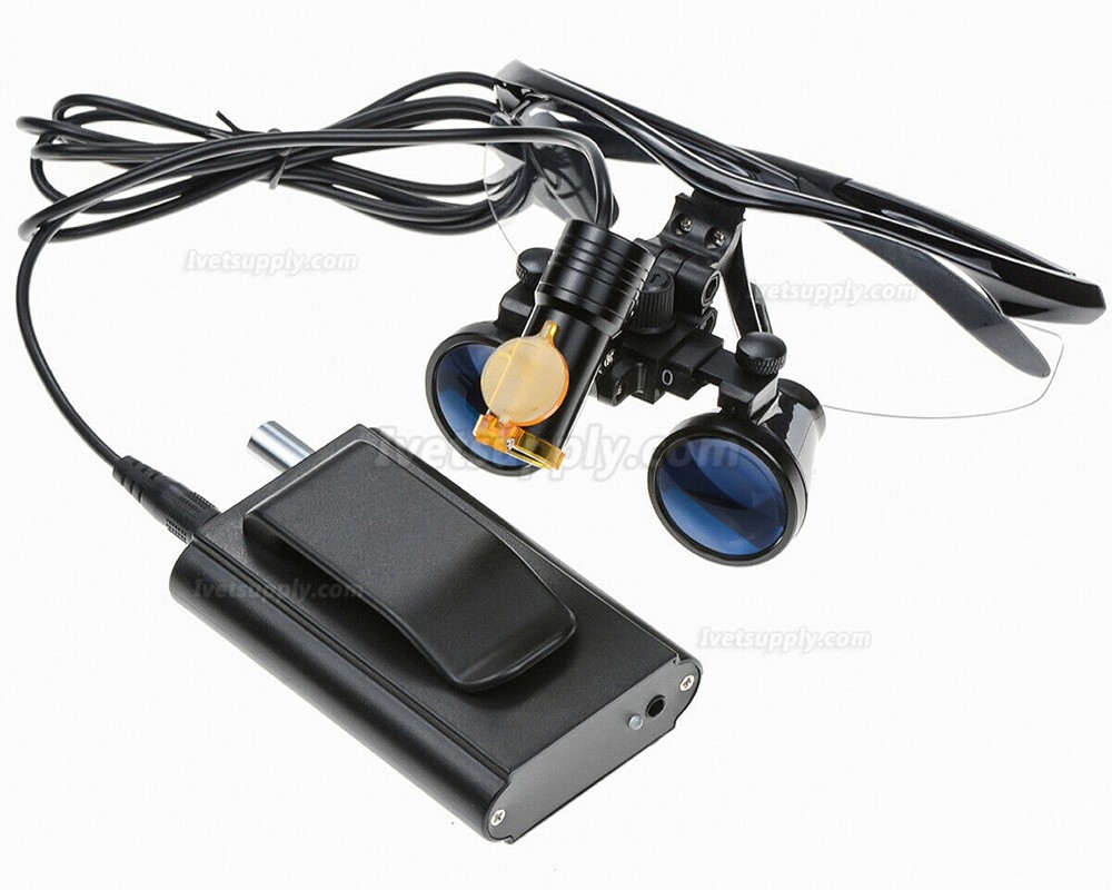 Veterinary 5W LED Head Light w/ Filter & Belt Clip + 3.5X Binocular Loupes Black Veterinary 5W LED Head Light w/ Filter & Belt Clip + 3.5X Binocular Loupes Black