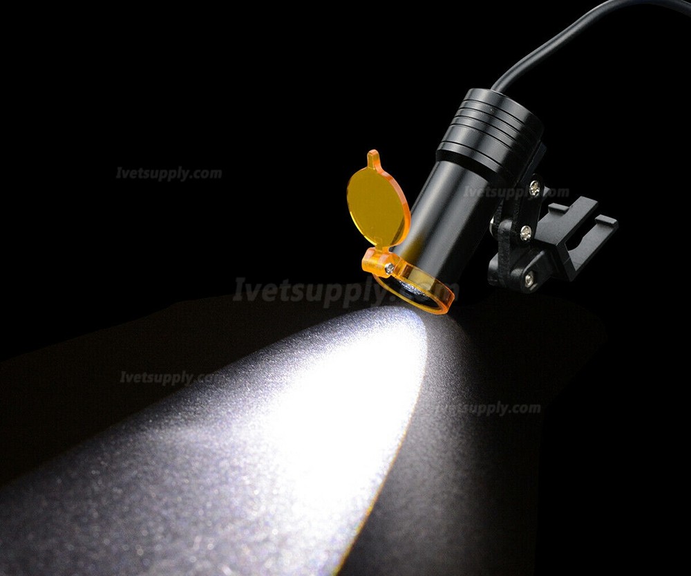 Veterinary 5W LED Head Light + Filter & Belt Clip for Binocular Loupes Black