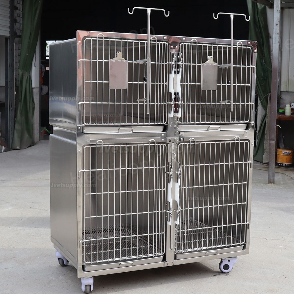 Veterinary Stainless Steel Animal Hospitalization Cage Pet Infusion Chamber - 4 Units Veterinary Stainless Steel Animal Hospitalization Cage Pet Infusion Chamber - 4 Units