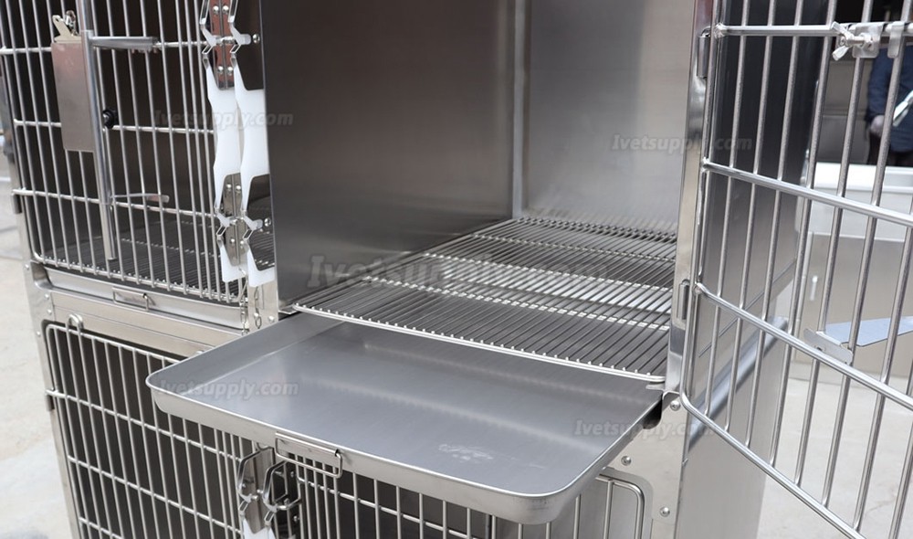 Veterinary Stainless Steel Animal Hospitalization Cage Pet Infusion Chamber - 4 Units Veterinary Stainless Steel Animal Hospitalization Cage Pet Infusion Chamber - 4 Units