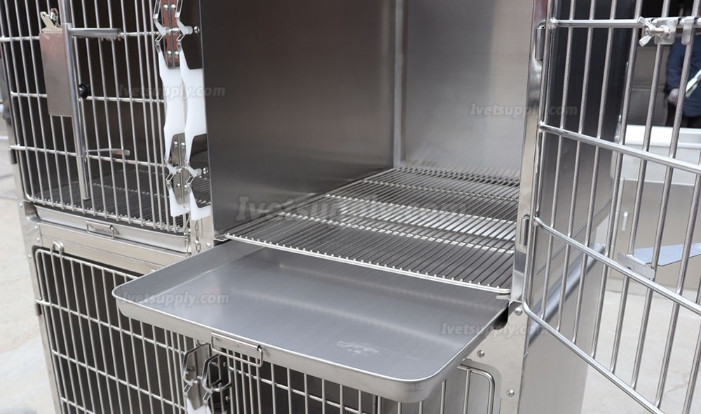 Veterinary Stainless Steel Animal Hospitalization Cage Pet Infusion Chamber - 4 Units