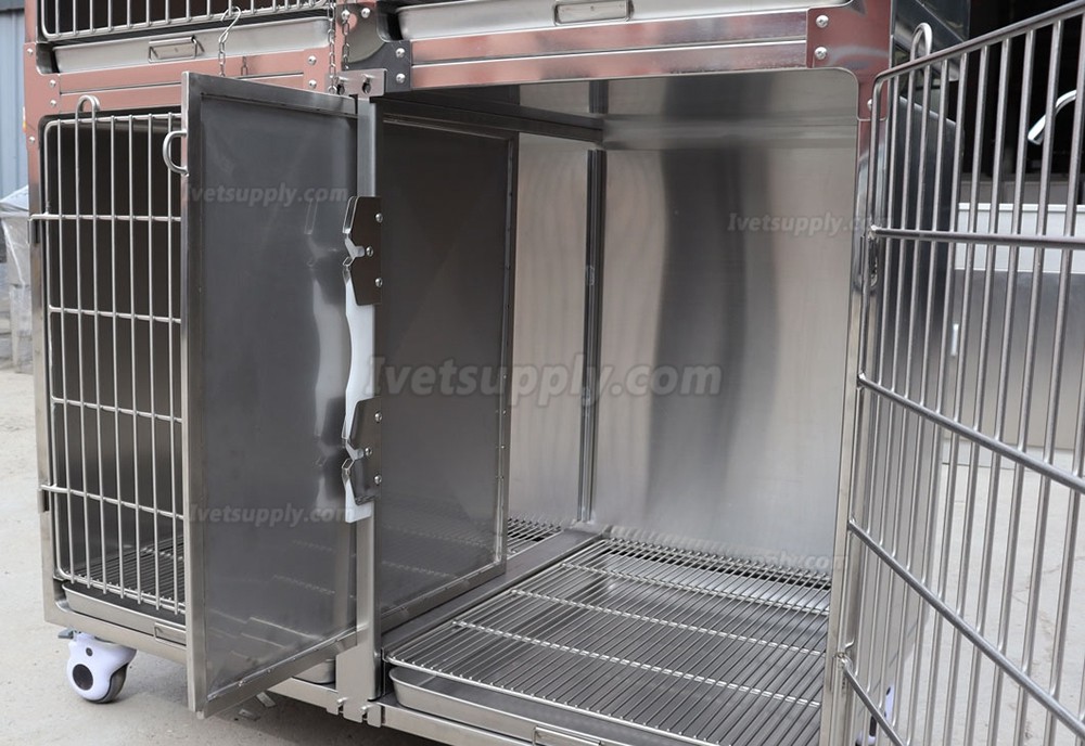 Veterinary Stainless Steel Animal Hospitalization Cage Pet Infusion Chamber - 4 Units