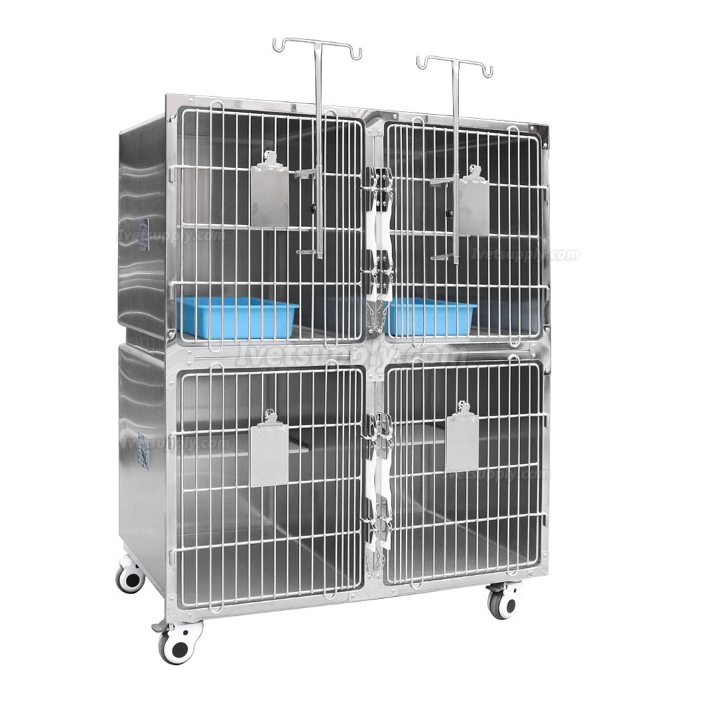 Veterinary Stainless Steel Cage Animal Hospital Infusion Cage Veterinary icu Chamber - 4 Units