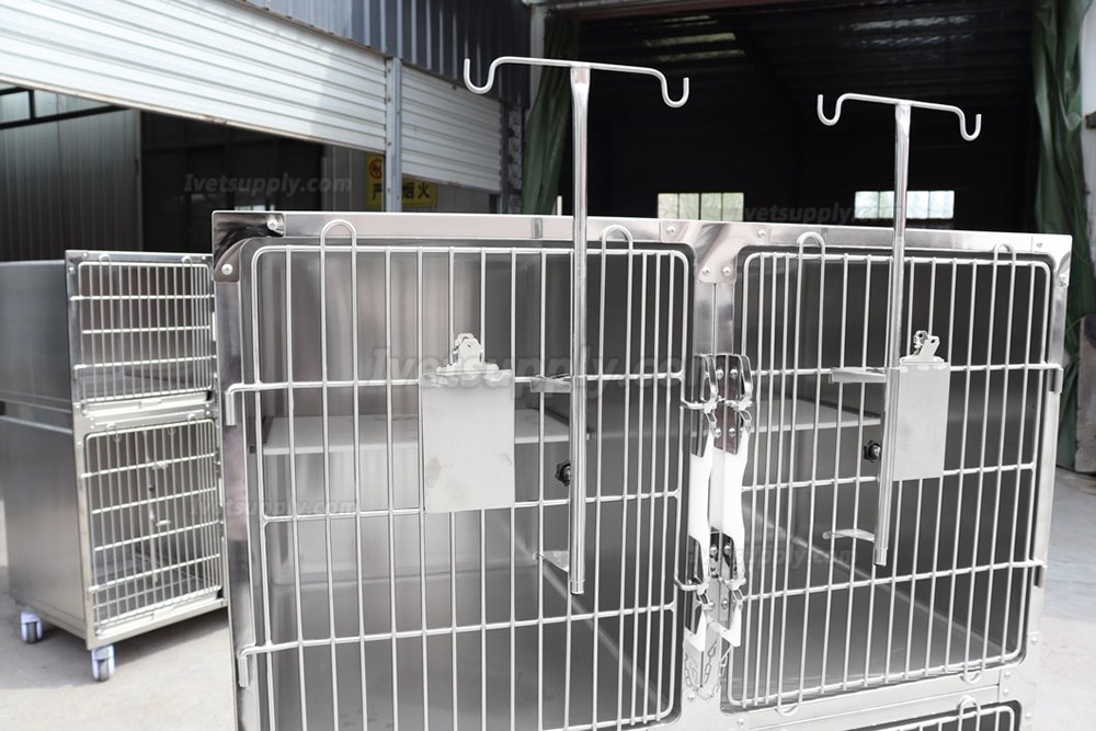 Veterinary Stainless Steel Cage Animal Hospital Infusion Cage Veterinary icu Chamber  - 4 Units