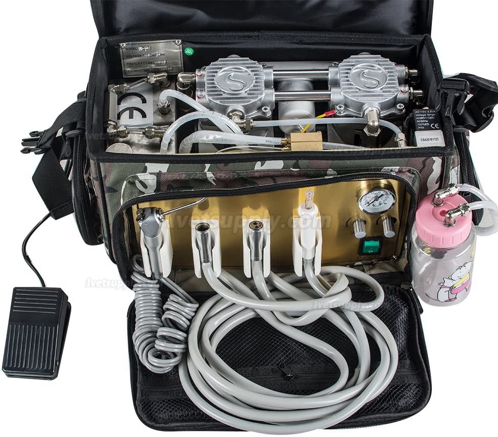 BEST 401 Portable Veterinary Dental Unit with Compressor + 3 Way Syringe + Suction + Tube 4H BEST 401 Portable Veterinary Dental Unit with Compressor + 3 Way Syringe + Suction + Tube 4H