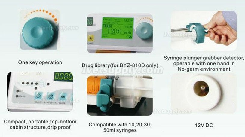 Byond Veterinary Single Channel Syringe Pump with LCD Display and Visual Alarm BYZ-810D Byond Veterinary Single Channel Syringe Pump with LCD Display and Visual Alarm BYZ-810D