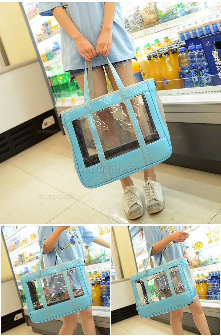 Portable Transparent Bag Pet Carrier Bag Dog Cat Zipper Handbag