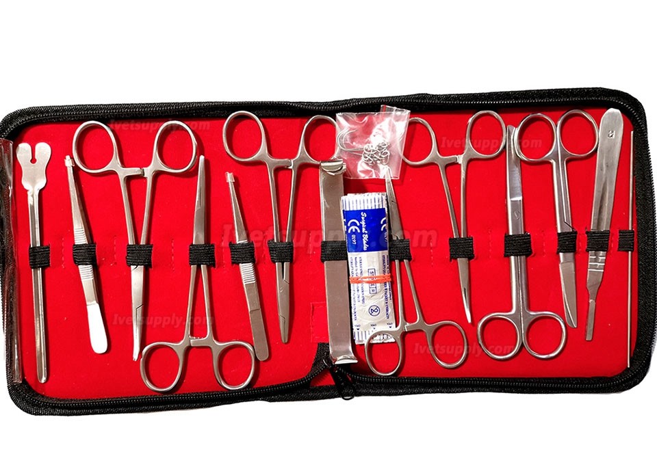 26Pcs Veterinary Anatomy Tool Set Anatomical Needle Scissors Tool