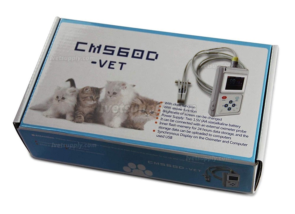 CONTEC CMS60D-VET Veterinary Pulse Oximeter Vet SPO2 Pulse Rate Monitor Ear/Tongue SPO2 Sensor