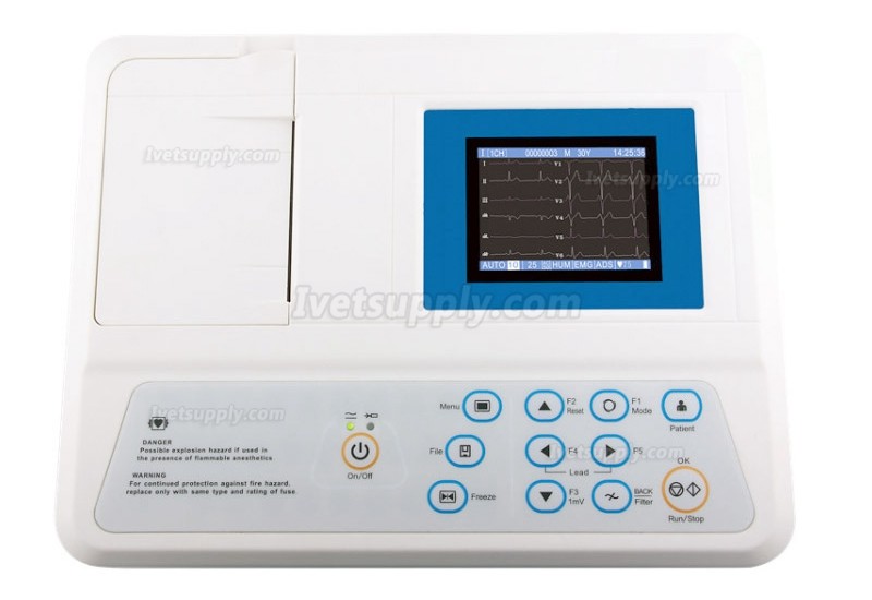 Veterinary Three Channels ECG Machine Automatic Arrythmia Analysis Medical Equipment