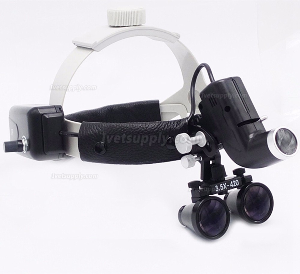 Veterinary LED Surgical Headlight + 3.5X420mm Leather Headband Loupe DY-106