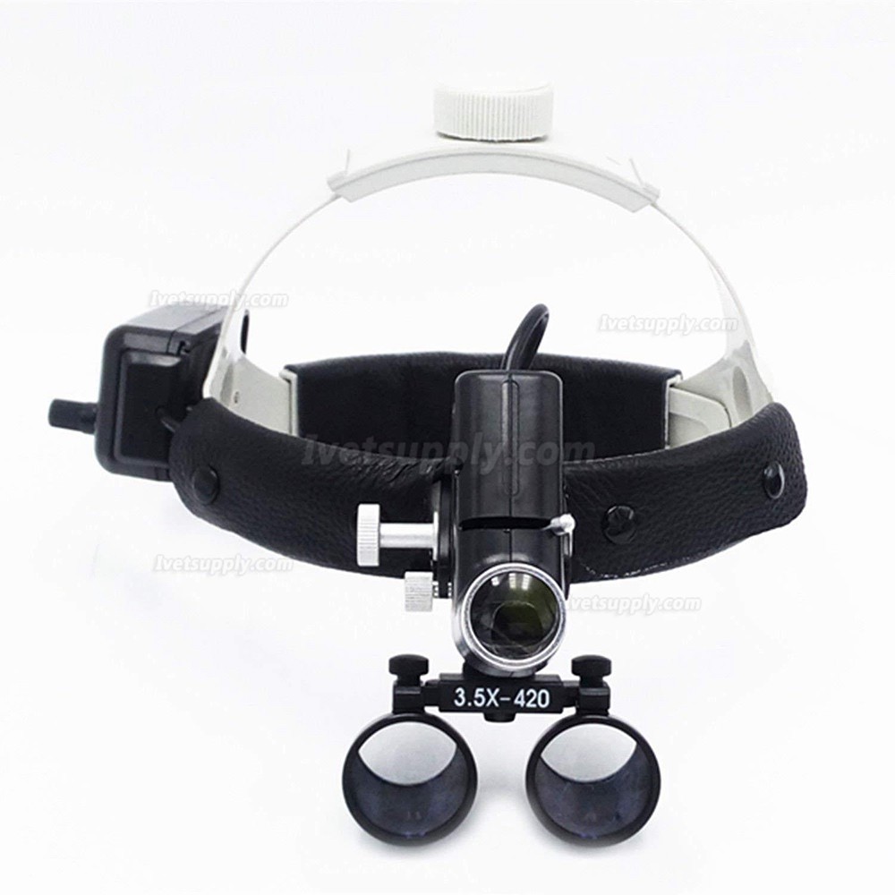 Veterinary LED Surgical Headlight + 3.5X420mm Leather Headband Loupe DY-106