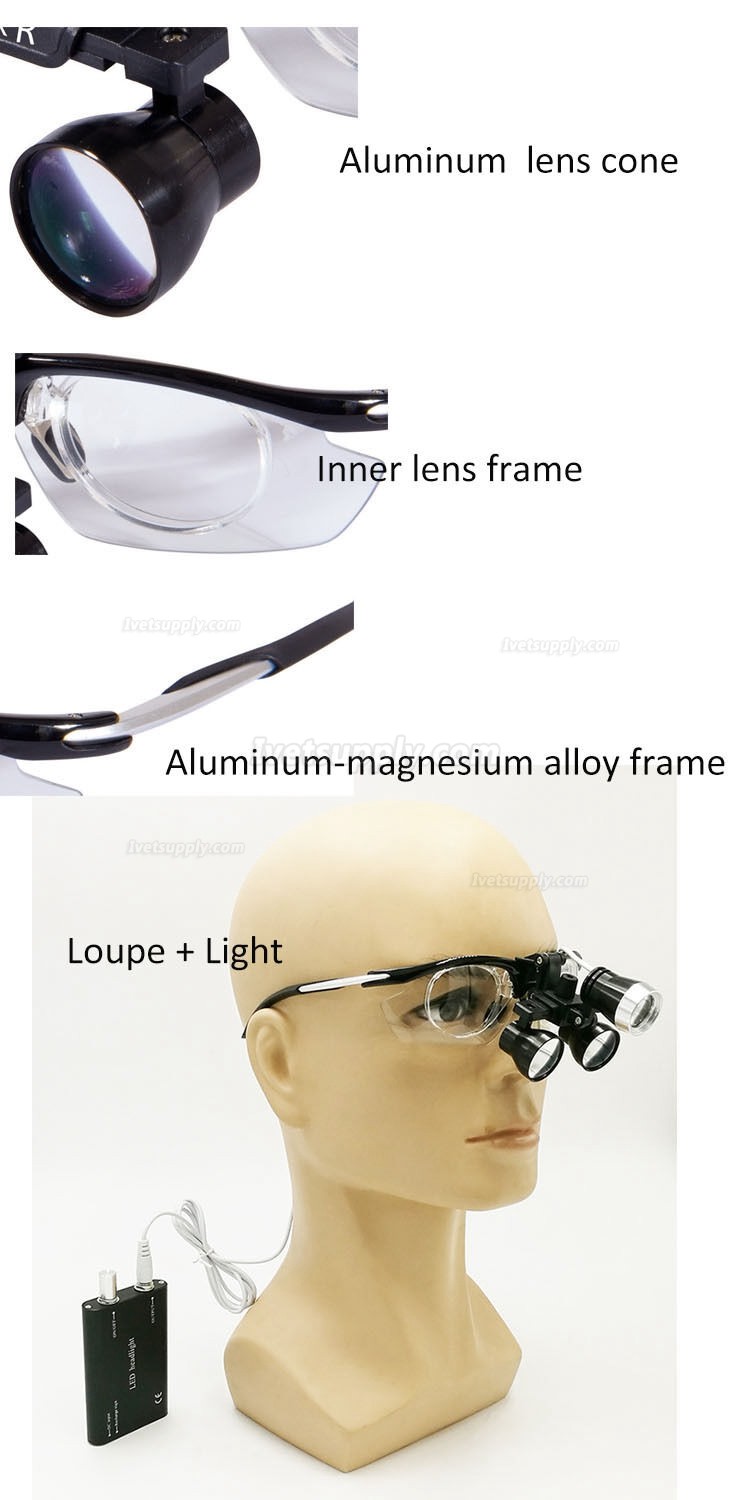 Veterinary 3.5X Binocular Loupes Magnifier Antifogging Aluminum Frame DY-112