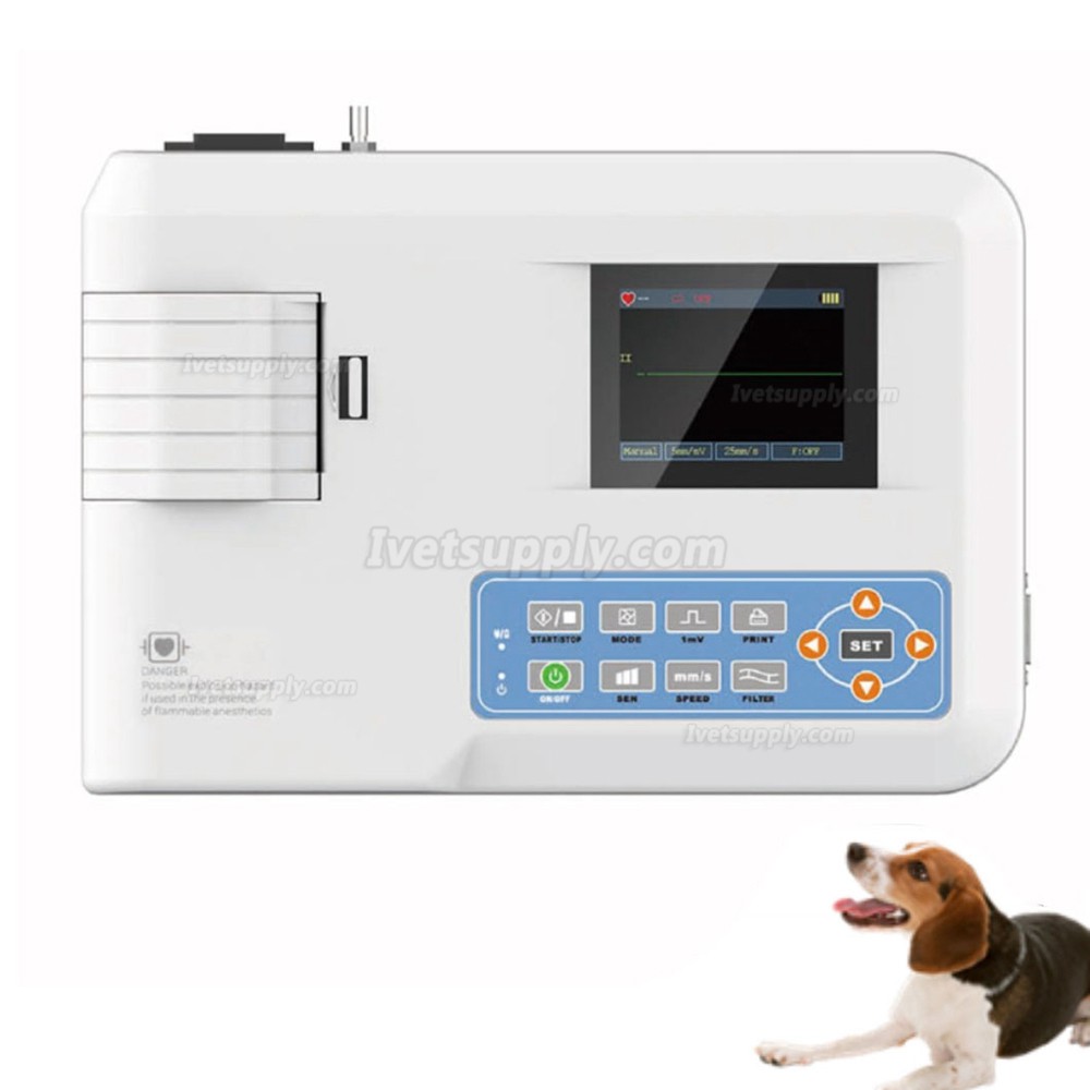 Veterinary ECG300G-VET Digital 3-Channel 12 Leads Electrocardiograph ECG /EKG